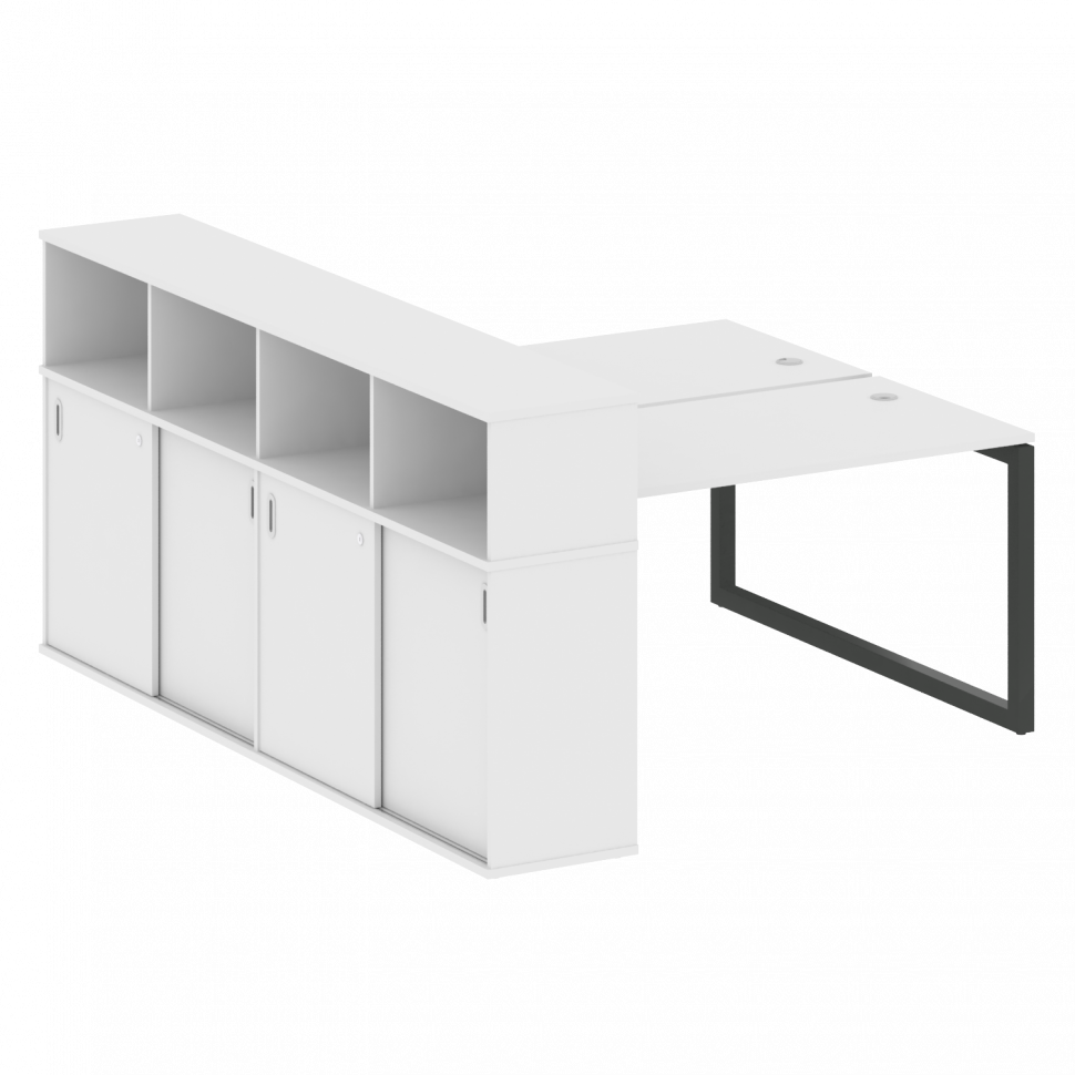 Metal System Quattro Рабочая станция с шкафом-купе на О-образном м/к 50БО.РС-СШК-4.3 Т Белый/Металл