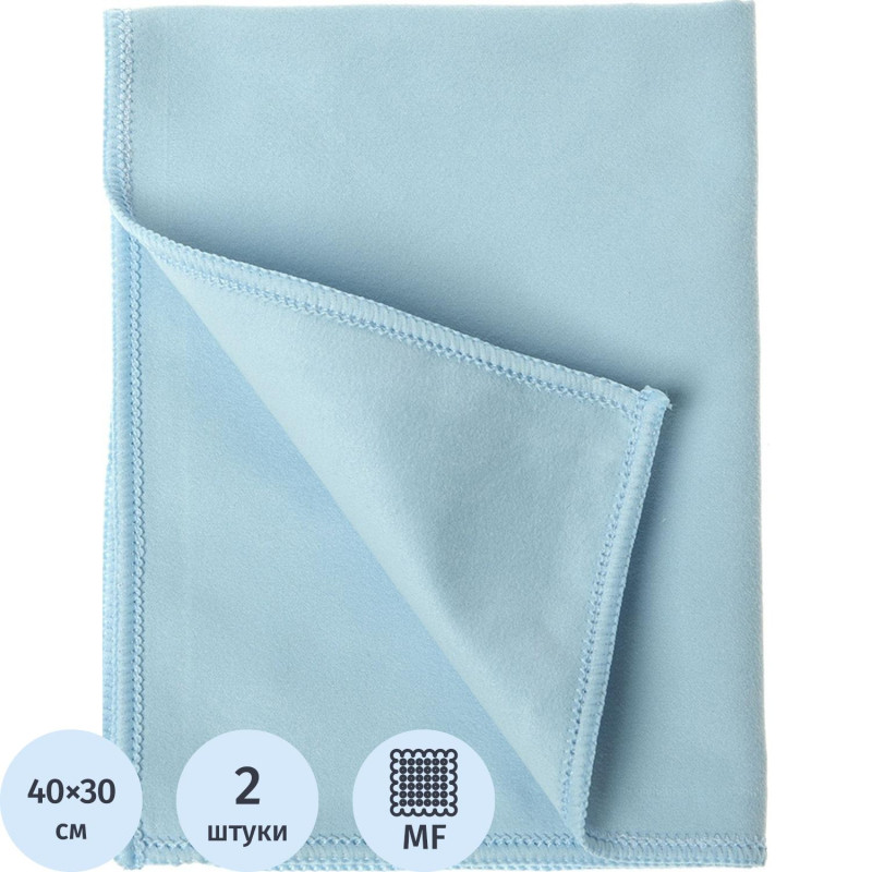 Салфетка хозяйственная HQ Profiline д/глян пов 30х40см 170г/м2 синяя 2шт/уп