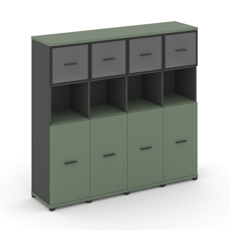 Concept Шкаф 4 узкие секции, 4 ниши CN.STU-445 RPB A Кобо/Антрацит/Металл Антрацит/Прозрачный 1668*4