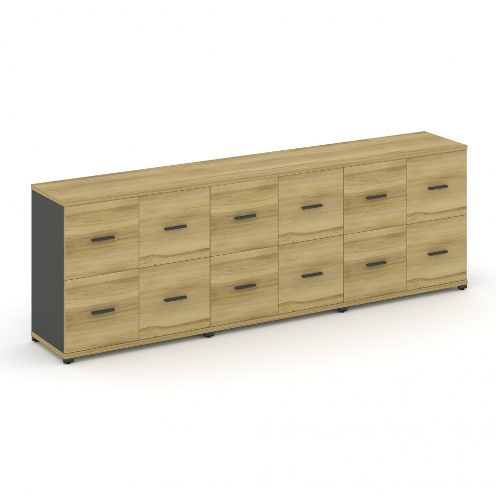 Concept Шкаф 3 широкие секции, 2 ниши CN.STS-232 A Дуб Винченцо/Антрацит/Металл Антрацит 2500*420*81