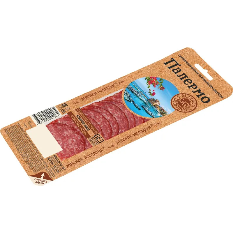 Колбаса Палермо Мясная история сырокопченая нарезка 70г