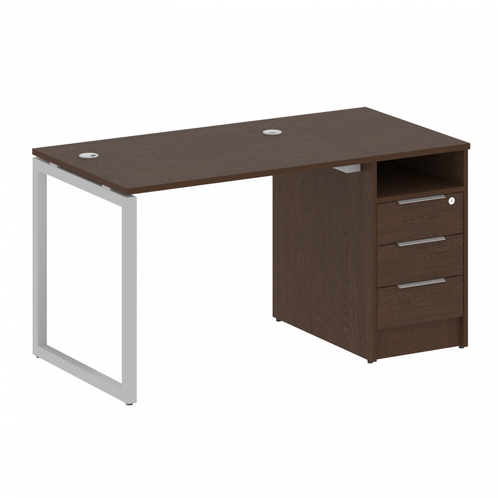Metal System Quattro Рабочая станция с тумбой на О-образном м/к 40БО.РС-СТП-1.1 Венге Цаво/Металл Се