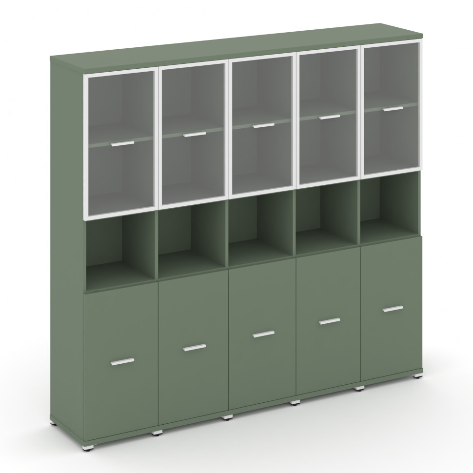 Concept Шкаф 5 узких секции, 5 ниш CN.STU-553 RPW W Кобо/Металл Белый/Прозрачный 2084*420*1922