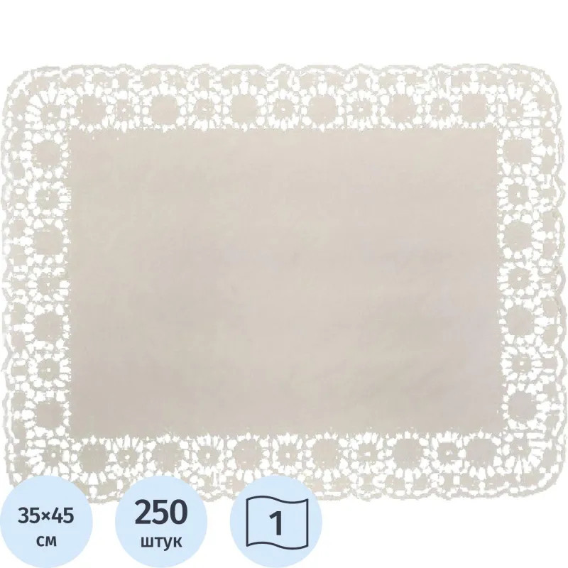 Салфетки ажурные Гуслица бумажные прямоугольные 35х45см 250шт/уп