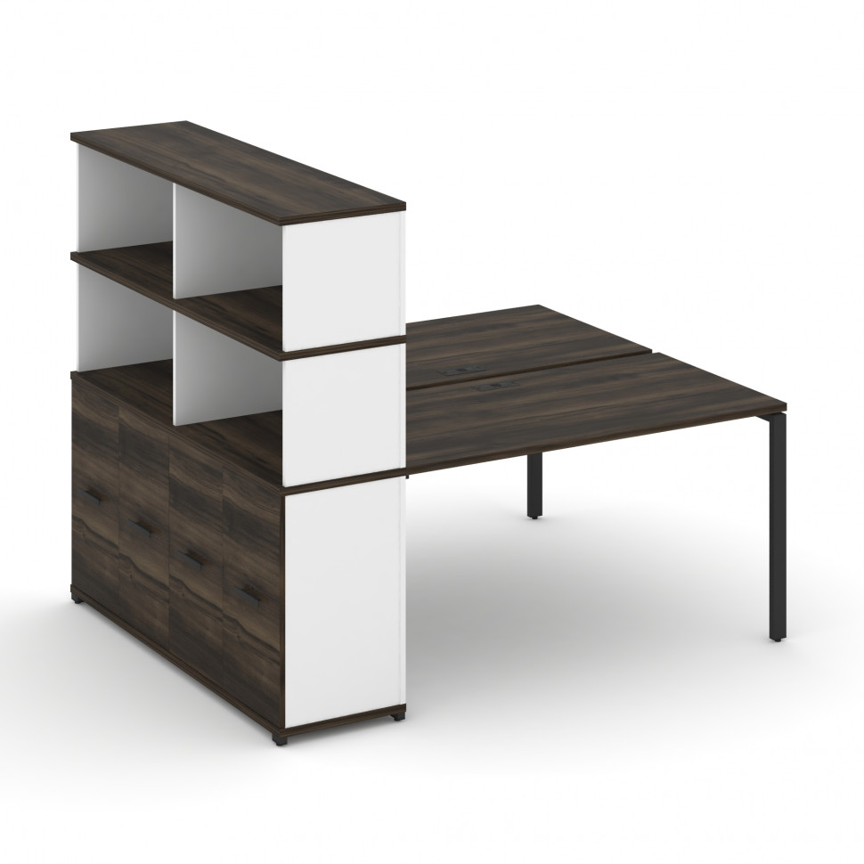 Concept Рабочая станция с опорным распаш. шкафом с надставкой выс. CN.DRS-231 B Дуб Мали/Белый Брилл