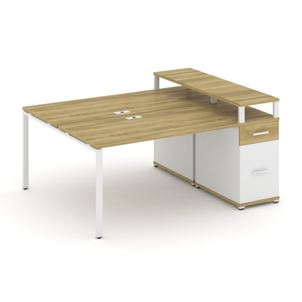 Concept Рабочая станция с 1 опорной тумбой CN.DRS-415 W Дуб Винченцо/Белый Бриллиант/Металл Белый 18