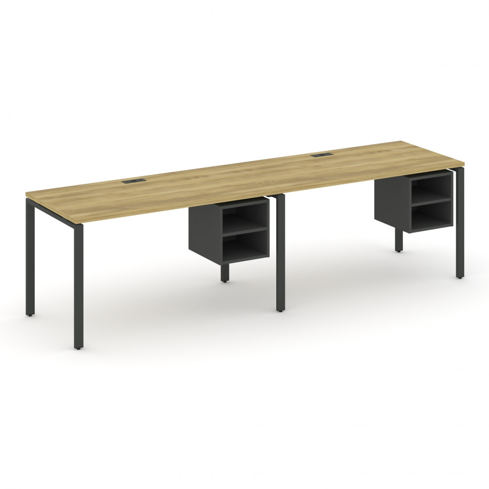 Concept Рабочая станция односторонняя с подвес. тумбами 2 места CN.ORS-105 Дуб Винченцо/Антрацит/Мет
